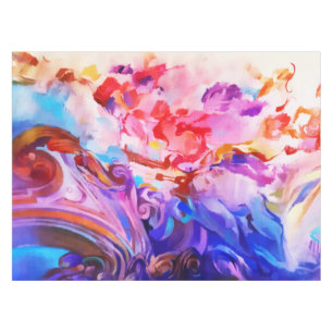 Watercolor Abstract Colorful Brushstrokes Art Tablecloth