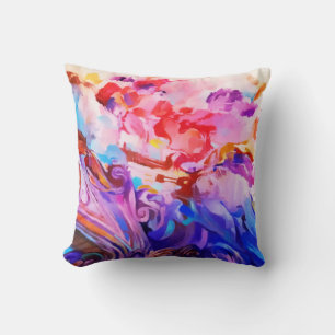 Watercolor Abstract Colorful Brushstrokes Art Throw Pillow