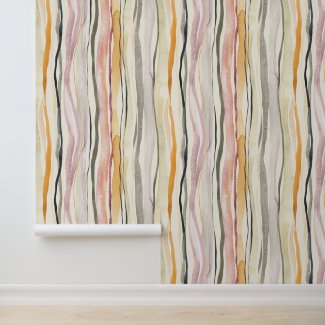 Watercolor Abstract Colorful Layered Wavy Stripes
