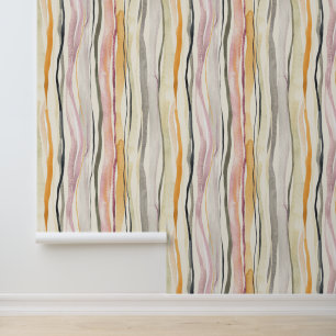 Watercolor Abstract Colorful Layered Wavy Stripes Wallpaper