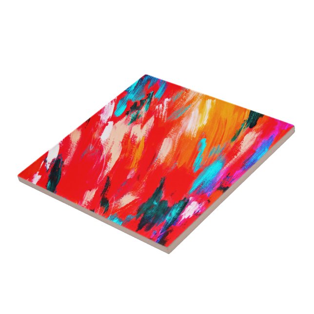 Watercolor Abstract Colorful Painting Ceramic Tile (Side)