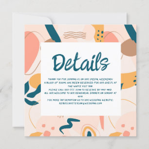 Watercolor Abstract Colorful Wedding Details Invitation