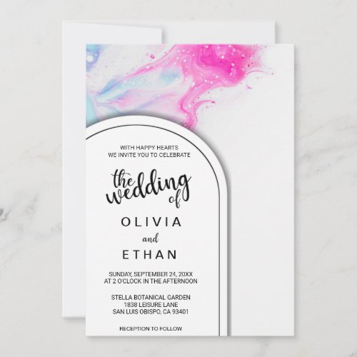 Watercolor abstract colorful Wedding Invitation