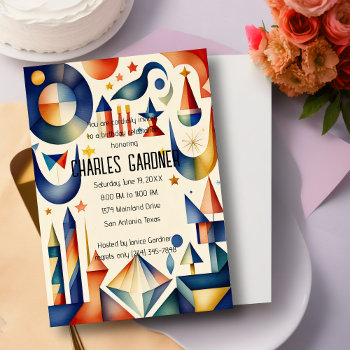 Watercolor Abstract Cubist Birthday Invitation by TailoredType at Zazzle