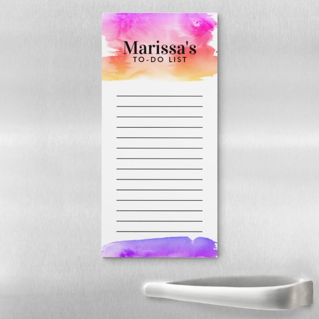 Watercolor Abstract Custom Grocery Shop To-DO List Magnetic Notepad