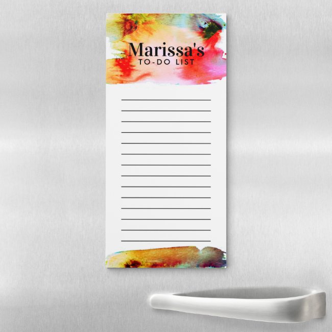 Watercolor Abstract Custom Grocery Shop To-DO List Magnetic Notepad