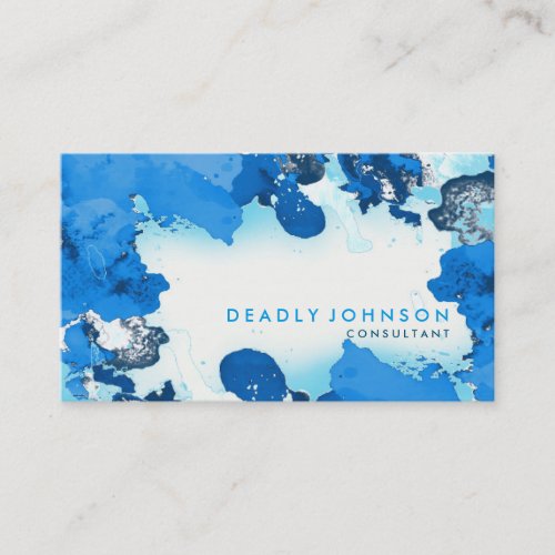 Watercolor Abstract Elegant Cool Blue Business Card