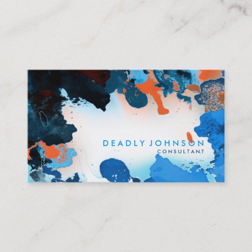 Watercolor Abstract Elegant Cool Blue Business Card