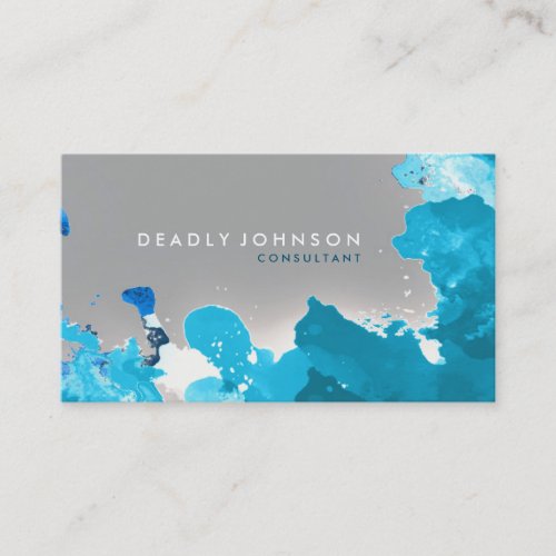 Watercolor Abstract Elegant Cool Blue Business Card