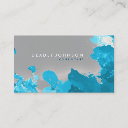 Watercolor Abstract Elegant Cool Blue Business Card