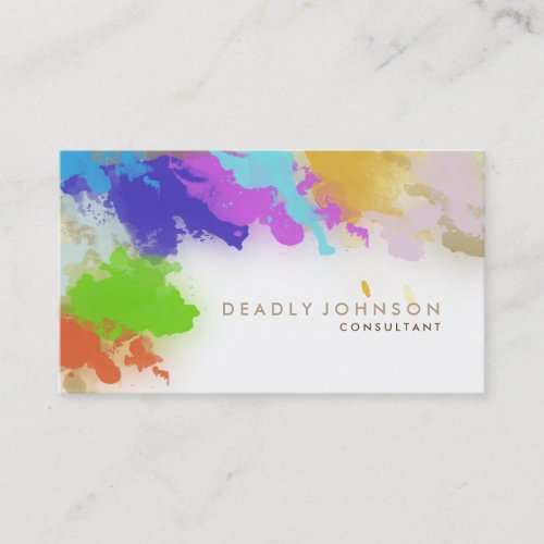 Watercolor Abstract Elegant Cool Multi_color Brown Business Card