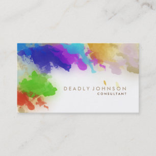 Watercolor Abstract Elegant Cool Multi-color Brown Business Card
