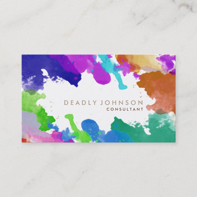 Watercolor Abstract Elegant Cool Multi-color Business Card (Front)