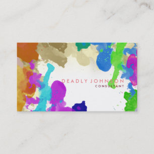 Watercolor Abstract Elegant Cool Multi-color Pink Business Card