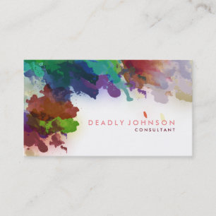 Watercolor Abstract Elegant Cool Multi-color Pink Business Card