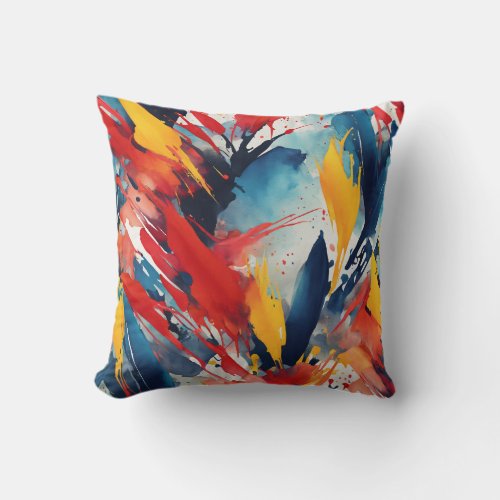 watercolor abstract expressionist painting throw pillow