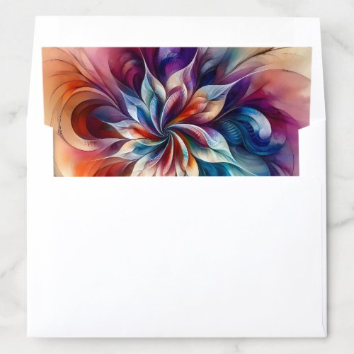 Watercolor Abstract Fantasy Modern Fractal Flower  Envelope Liner