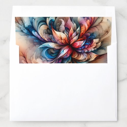 Watercolor Abstract Fantasy Modern Fractal Flower  Envelope Liner