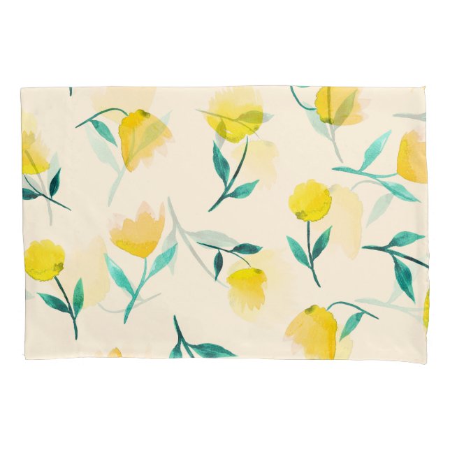 Watercolor Abstract Floral Peony Pattern Pillow Case (Front)