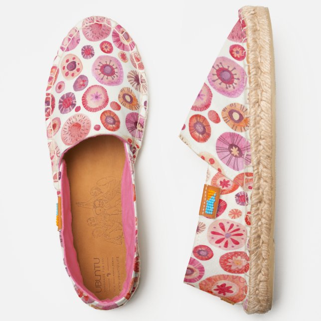 Watercolor Abstract Floral Pink Espadrilles (Side)