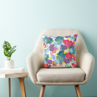Watercolor abstract floral throw pillow