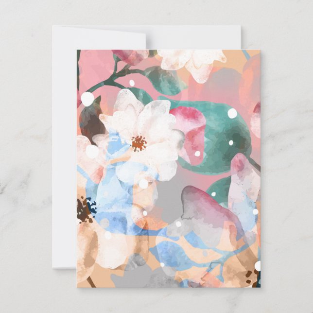 Watercolor Abstract Flowers 1 Note Card (Front)