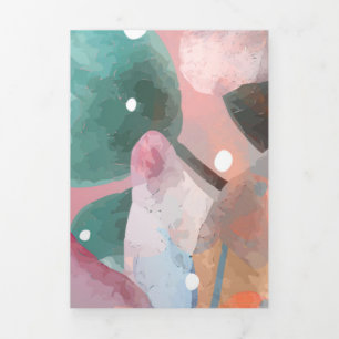 Watercolor Abstract Flowers 1 Tri-Fold Holiday Card