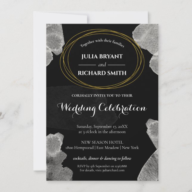 Watercolor Abstract | Geometric Circle Wedding Invitation (Front)