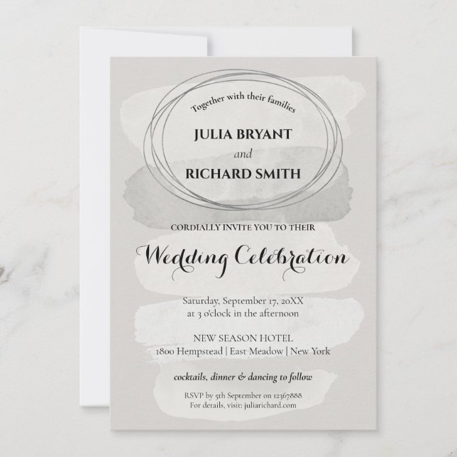 Watercolor Abstract | Geometric Circle Wedding Invitation (Front)