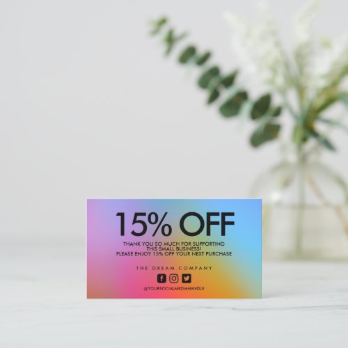 Watercolor Abstract Geometric Discount Thank You Business Card