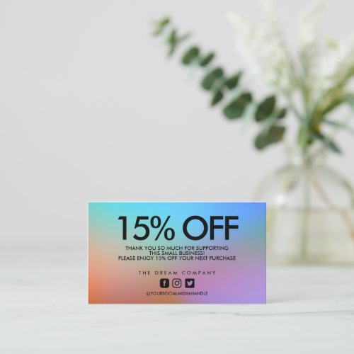 Watercolor Abstract Geometric Discount Thank You Business Card