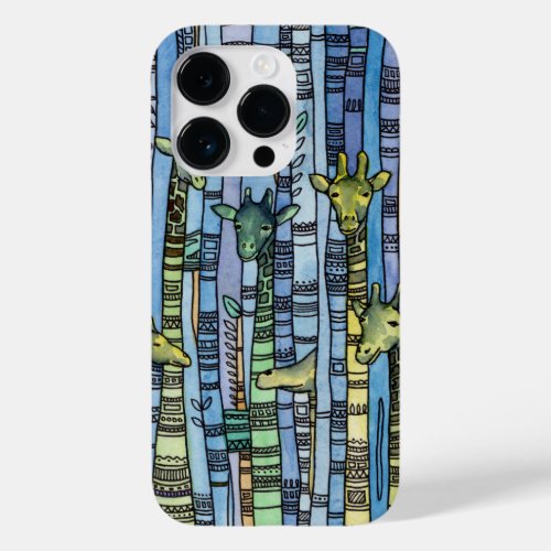 Watercolor abstract giraffe Blue modern animals Case_Mate iPhone 14 Pro Case