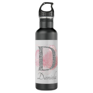 Watercolor Abstract & Glitter Letter D Stainless Steel Water Bottle