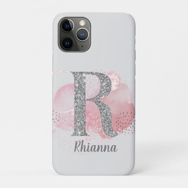 Watercolor Abstract & Glitter Letter R  Case-Mate iPhone Case (Back)