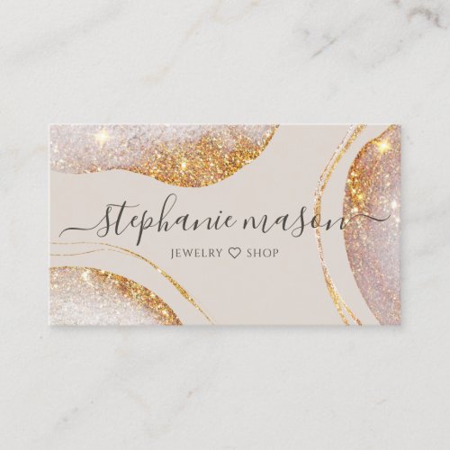Watercolor Abstract Gold Glitter Modern Luxe Chic Business Card