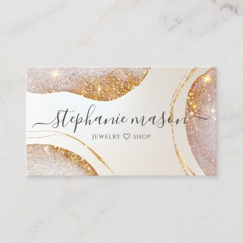 Watercolor Abstract Gold Glitter Pearlescent Calling Card