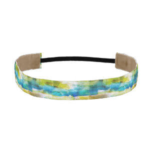 Watercolor abstract green, blue athletic headband