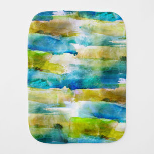 Watercolor abstract green, blue baby burp cloth