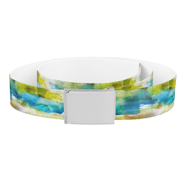 Watercolor abstract green, blue belt (Coil)
