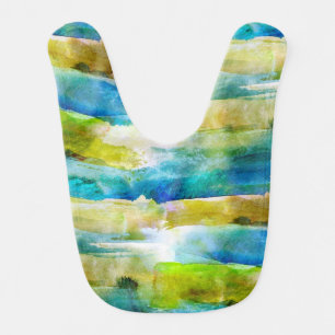 Watercolor abstract green, blue bib