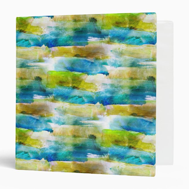 Watercolor abstract green, blue binder (Front/Inside)