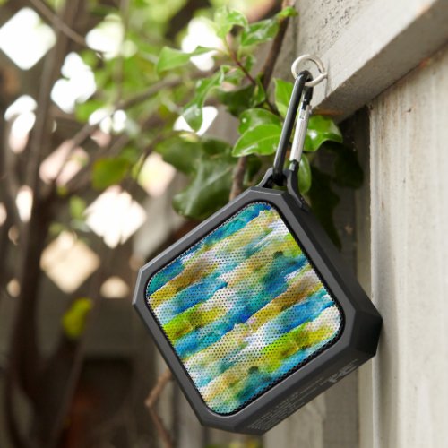 Watercolor abstract green blue bluetooth speaker