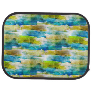 Watercolor abstract green, blue car floor mat