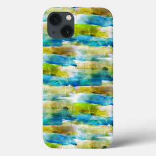 Watercolor abstract green, blue iPhone 13 case
