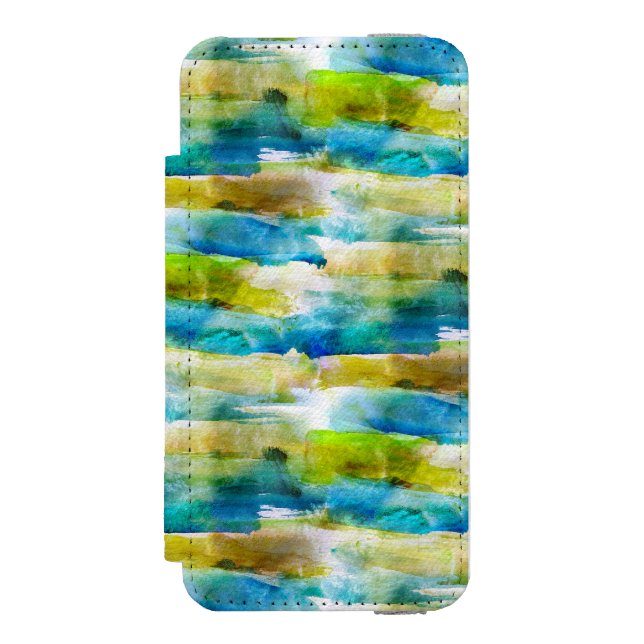 Watercolor abstract green, blue incipio iPhone wallet case (Folio Front)