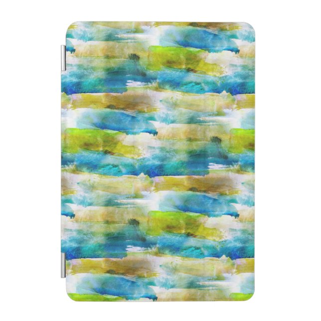 Watercolor abstract green, blue iPad mini cover (Front)