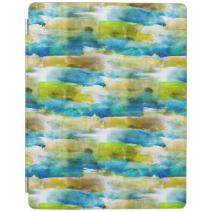 Watercolor abstract green, blue iPad smart cover