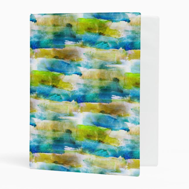 Watercolor abstract green, blue mini binder (Front/Inside)
