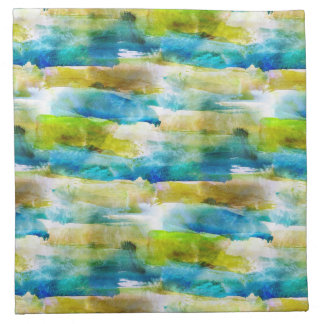 Watercolor abstract green, blue napkin