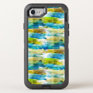 Watercolor abstract green, blue OtterBox defender iPhone SE/8/7 case